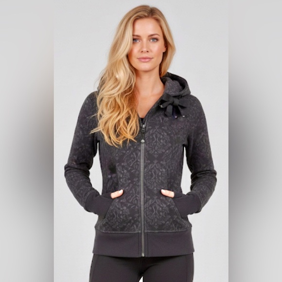 LULULEMON Gray Black Winter Hiver 2013 Edition Scuba Hoodie Bows Jacket 4 - Picture 1 of 11